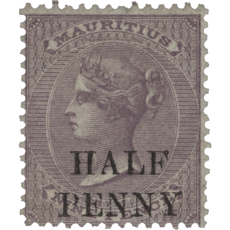 Mauritius 1876 (Variety) ½d/9d Dull Lilac shade