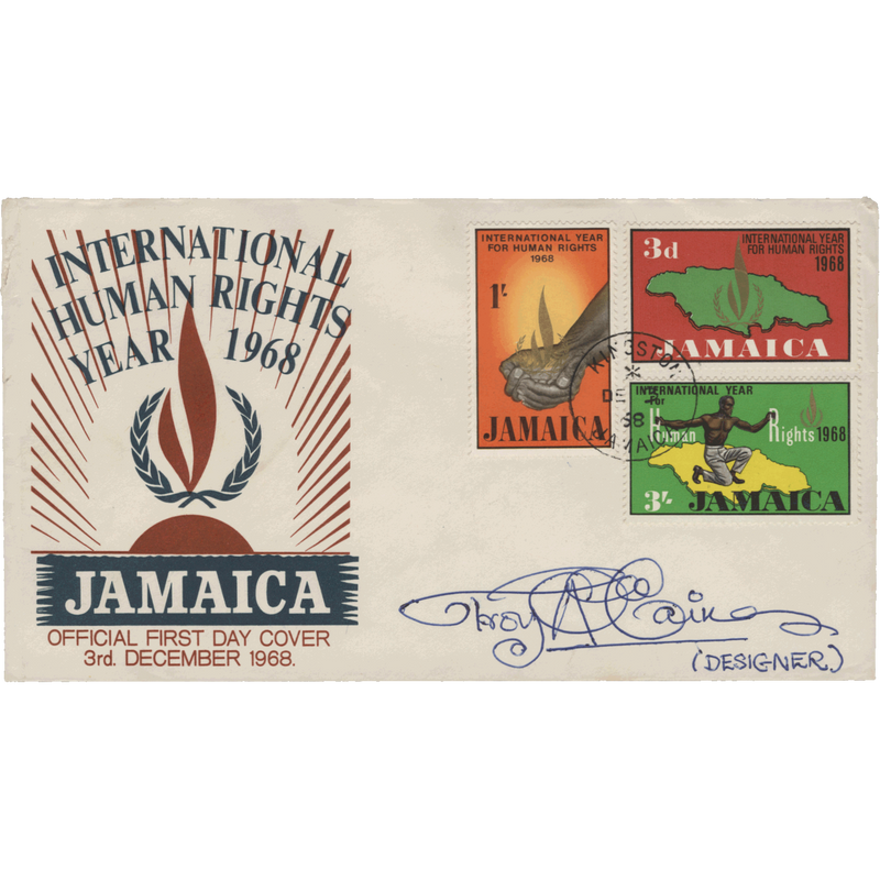 Jamaica 1968 Human Rights Year first day cover signed by designer