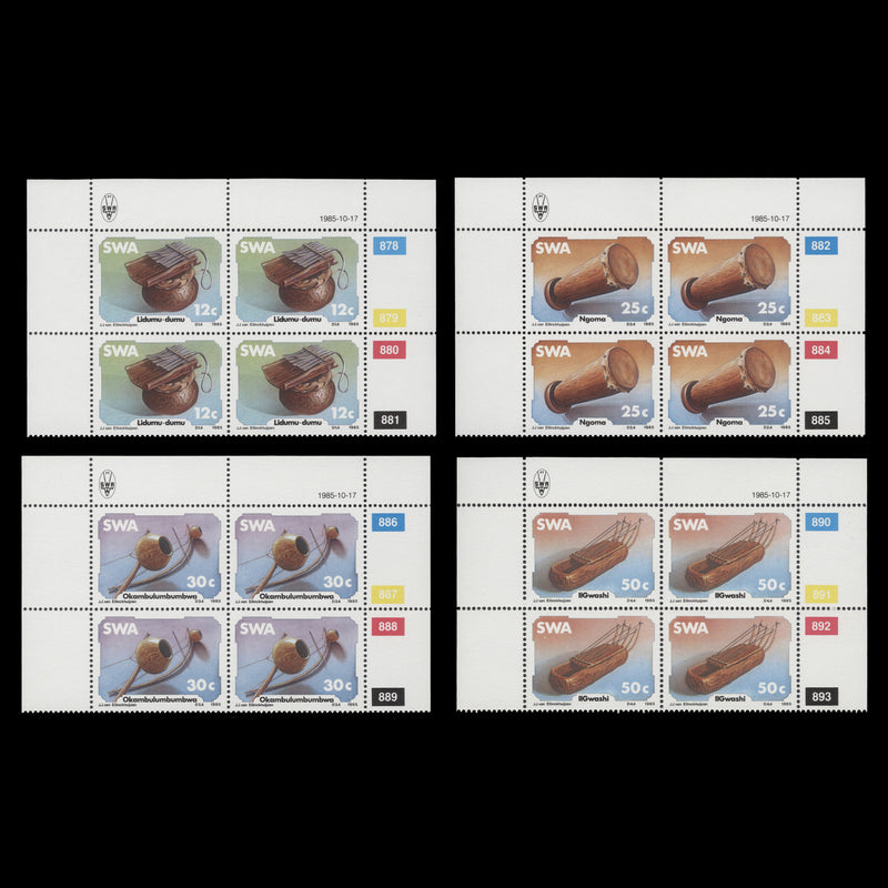 South West Africa 1985 (MNH) Traditional Musical Instruments cylinder blocks