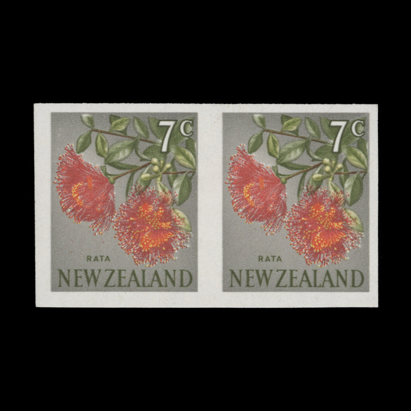 New Zealand 1967 (Variety) 7c Rata imperf pair