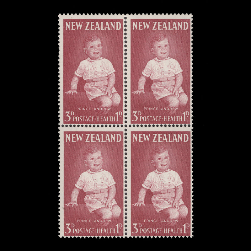 New Zealand 1963 (Variety) 3d+1d Prince Andrew block with finger flaw