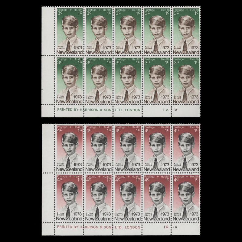 New Zealand 1973 (MNH) Prince Edward imprint/plate blocks