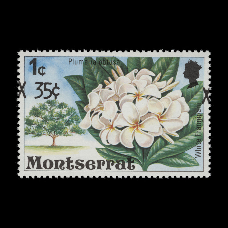 Montserrat 1980 (Variety) 35c/1c White Frangipani with surcharge shift