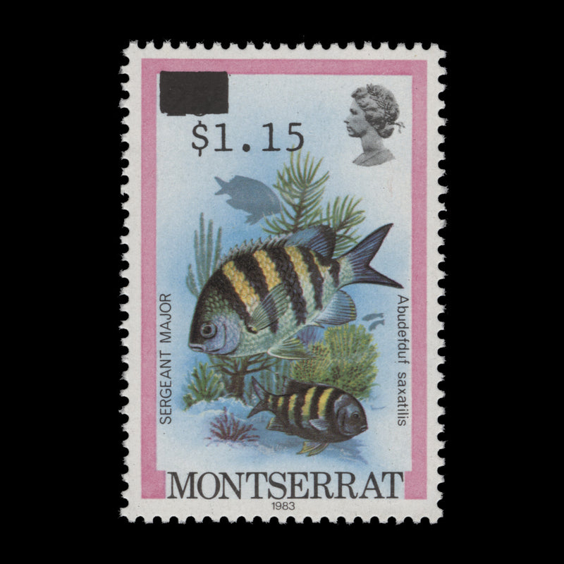 Montserrat 1983 (Variety) $1.15/25c Sergeant Major with wrong surcharge