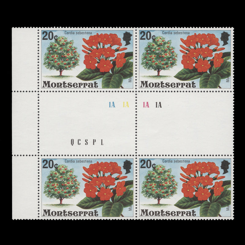 Montserrat 1980 (MNH) 20c Manjak gutter plate block