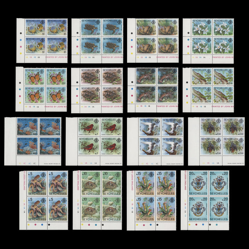 Seychelles 1977 (MNH) Flora & Fauna Definitives plate blocks